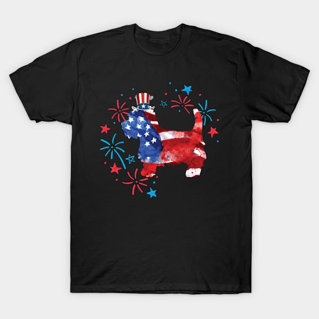 Westie  Uncle Sam Hat 4Th Of July T-Shirt by TerronesAdrianer